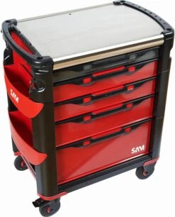 Servante Grand Volume SAM OUTILLAGE 5 Tiroirs à Plateau Inox - 415H -Outillage Soldes 415h 01