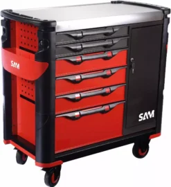 Servante Extra Large XXL 6 Tiroirs SAM OUTILLAGE Avec Armoire Et Plateau Inox - 416-AXE