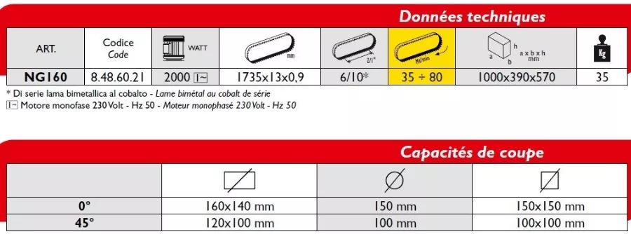 Scie à Ruban Métal FEMI Coupe Rapide +50% - Coupe Max.160mm - NG160 5 Scie à Ruban Métal FEMI Coupe Rapide +50% - Coupe Max.160mm - NG160 - Image 3