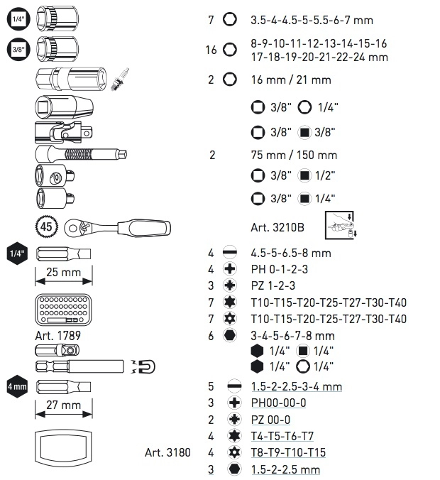 Coffret D'outils Pro-Line 1/4" + 3/8" KRAFTWERK 151 Pièces - 3946 8 Coffret D'outils Pro-Line 1/4" + 3/8" KRAFTWERK 151 Pièces - 3946 - Image 6