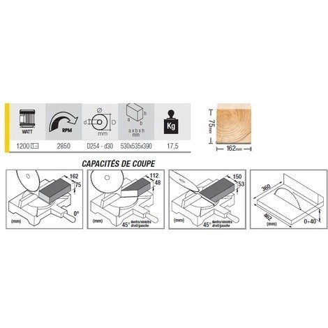 Scie à Onglet FEMI Avec Déligneuse - 1200W Ø254mm - TR245 4 Scie à Onglet FEMI Avec Déligneuse - 1200W Ø254mm - TR245 - Image 2